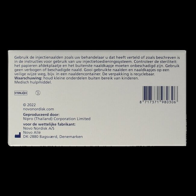 Aiguilles Novo Nordisk Novofine 0,30 x 8 mm 30G 100 pièces