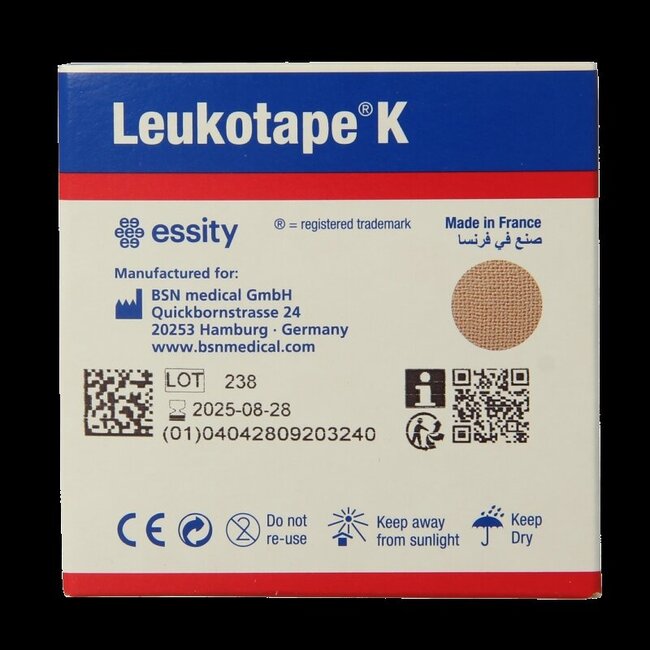 Leukotape K elastische tape 5m x 5cm huidkleur  1 Stuks