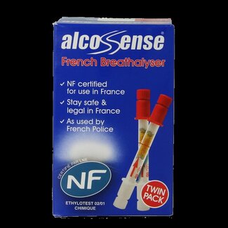 Alcosense Éthylotest jetable Alcosense certifié NF - Lot de 2