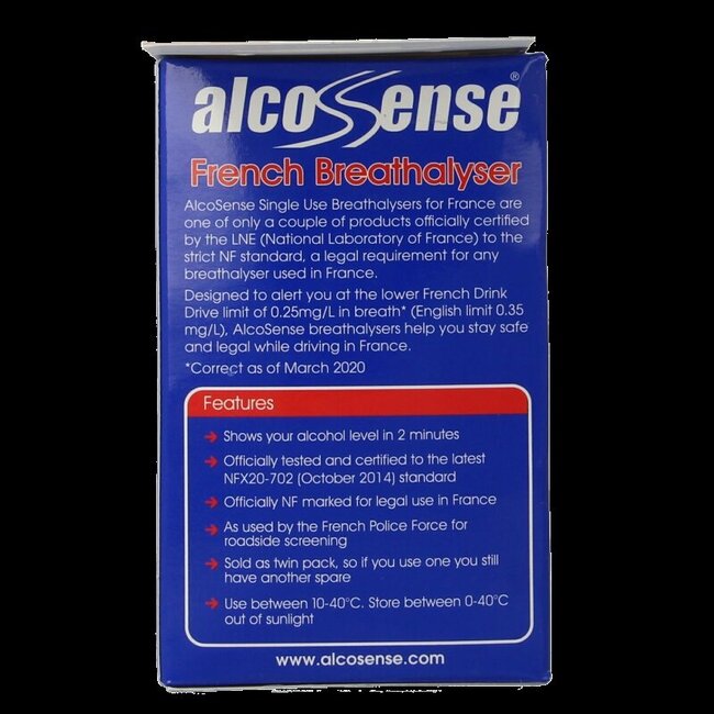 Alcosense Alcoholtester wegwerp NF gekeurd 2 Stuks