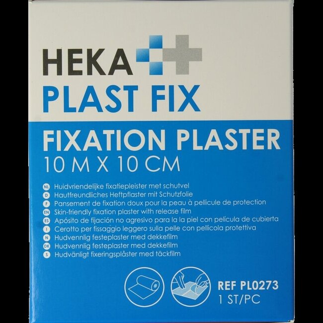 Hekaplast Fix pleister 10m x 10cm met schutvel 1 Rol