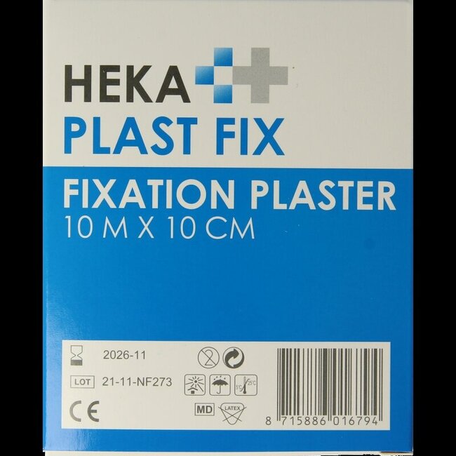 Hekaplast Fix pleister 10m x 10cm met schutvel 1 Rol