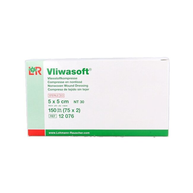 Vlieskompres 5 x 5cm 4-laags 75 x 2 stuks 150 Stuks