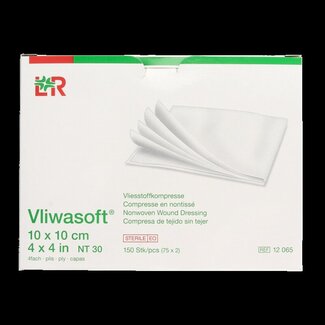 Vliwasoft Vliwasoft Compresses en non-tissé 10 x 10 cm 4 plis 75 x 2 pièces 150 pièces