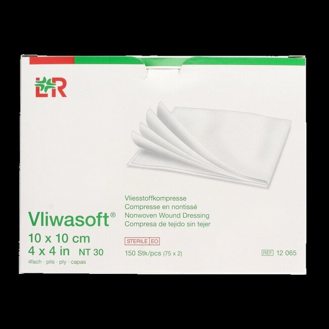 Vlieskompres 10 x 10cm 4-laags 75 x 2 stuks 150 Stuks