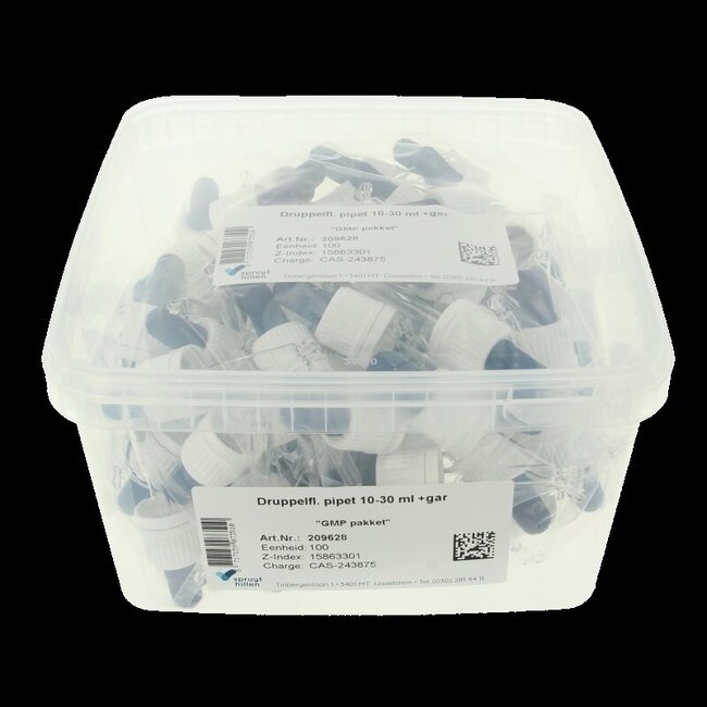Druppelflacon pipet & garantiesluiting 10-30 100 Stuks