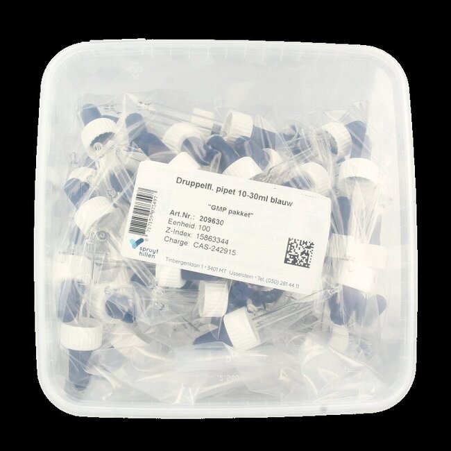 Druppelflacon pipet 10 - 30ml blauw 100 Stuks