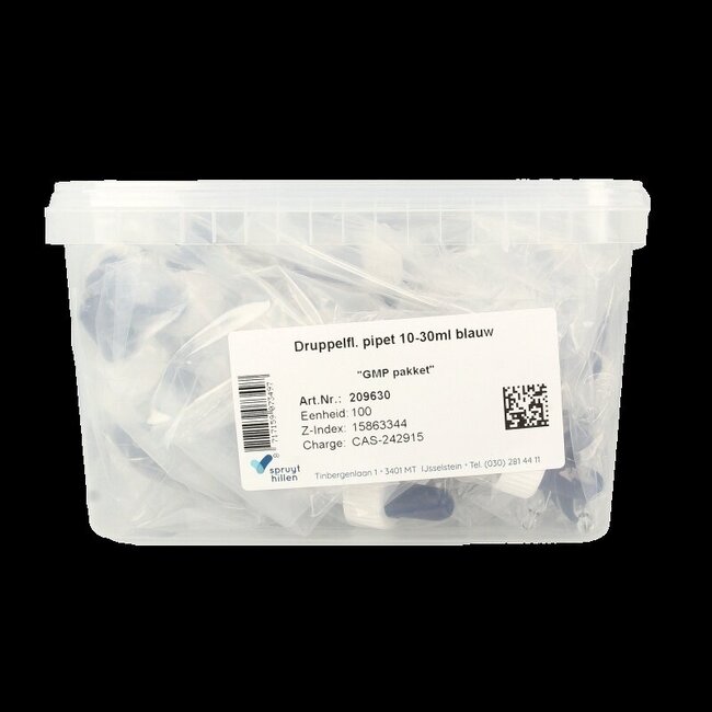 Spruyt Hillen Druppelflacon pipet 10 - 30ml blauw 100 Stuks