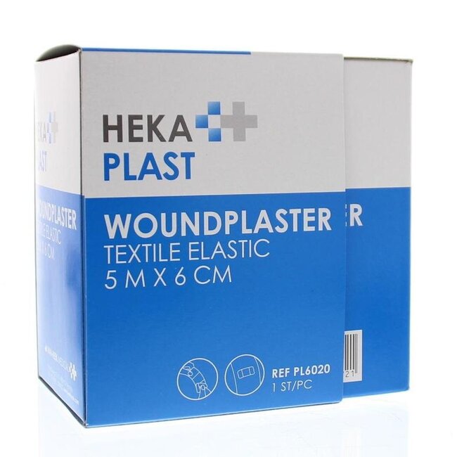 Pleister dispenser rol 5m x 6cm textiel 1 Stuks