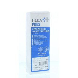 Hekapres Hydrofiel gaaskompres 5 x 5 niet steriel 100 Stuks
