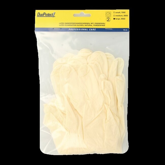 Handschoen latex poedervrij large 10 Stuks