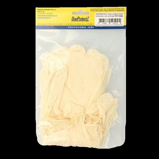 Duoprotect Handschoen latex poedervrij large 10 Stuks