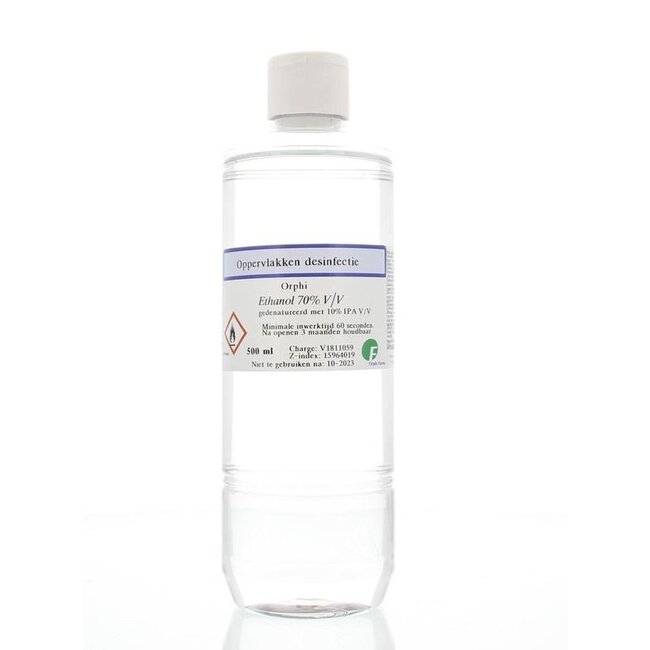 Orphi Alcohol ethanol 70% klepdeksel 10% isopropanol 500 Milliliter
