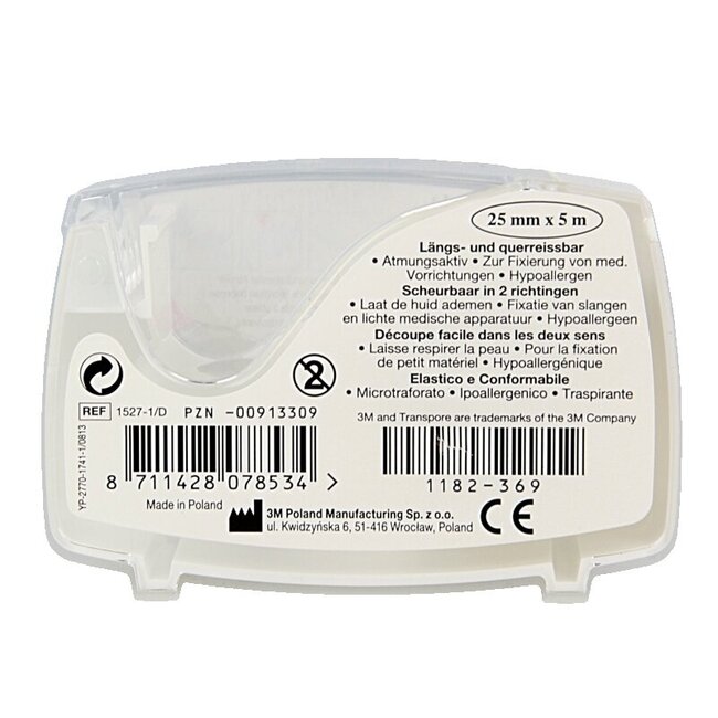 Sparadrap 3M Transpore 5 m x 25 mm 1 unité