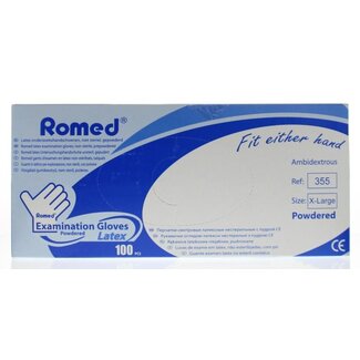 Romed Latex handschoen niet steriel gepoederd XL 100 Stuks