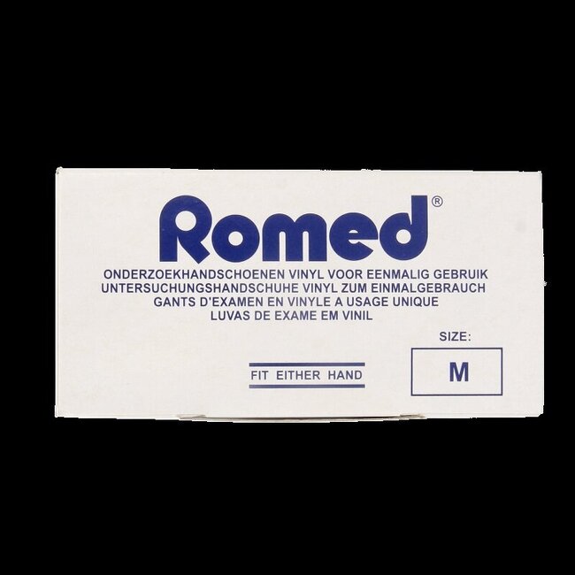 Gants en vinyle Romed non stériles poudrés M 100 pièces