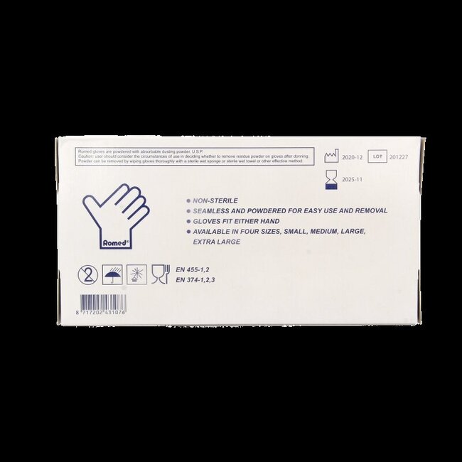 Gants en vinyle Romed non stériles poudrés M 100 pièces