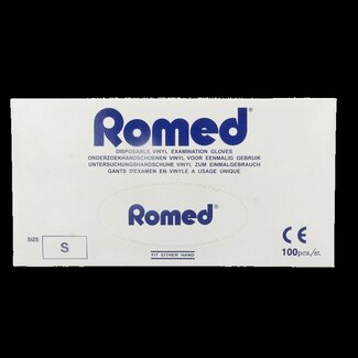 Romed Gants en vinyle Romed non stériles poudrés S 100 pièces
