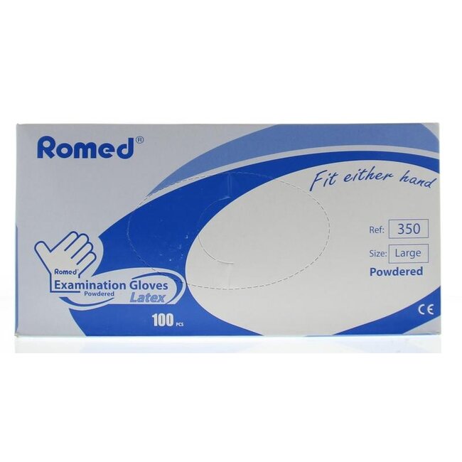 Romed Latex handschoen niet steriel gepoederd L 100 Stuks