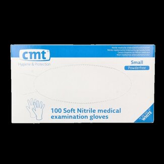 CMT Onderzoekshandschoen nitriel wit poedervrij maat S 100 Stuks