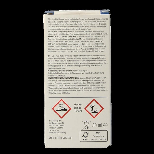 Care Plus Hadex drinkwaterdesinfectant 30 Milliliter