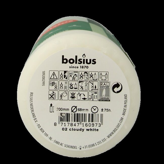 Bolsius Bougie pilier 200/68 blanc nuageux 1 pièce
