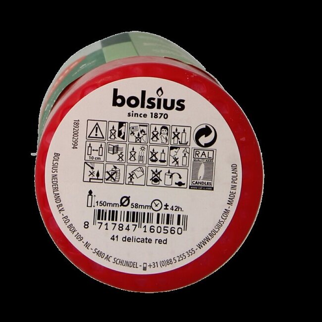 Bougie pilier Bolsius 150/58 rouge délicat 1 pièce