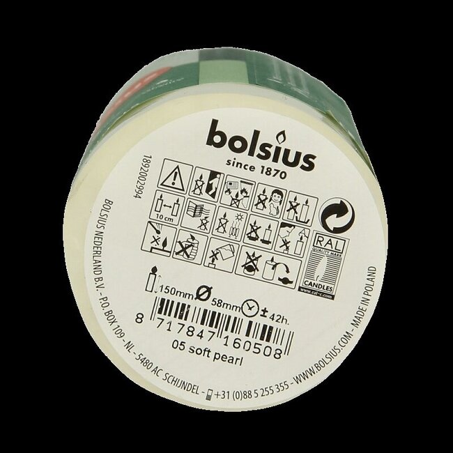 Bougie pilier Bolsius 150/58 soft pearl 1 pièce