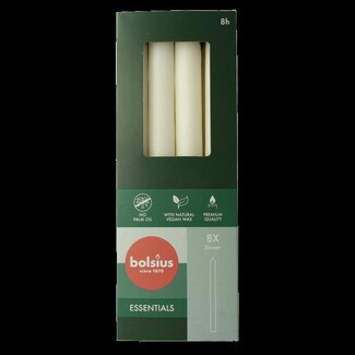 Bolsius Dinerkaarsen 230/20 cloudy white 8 Stuks