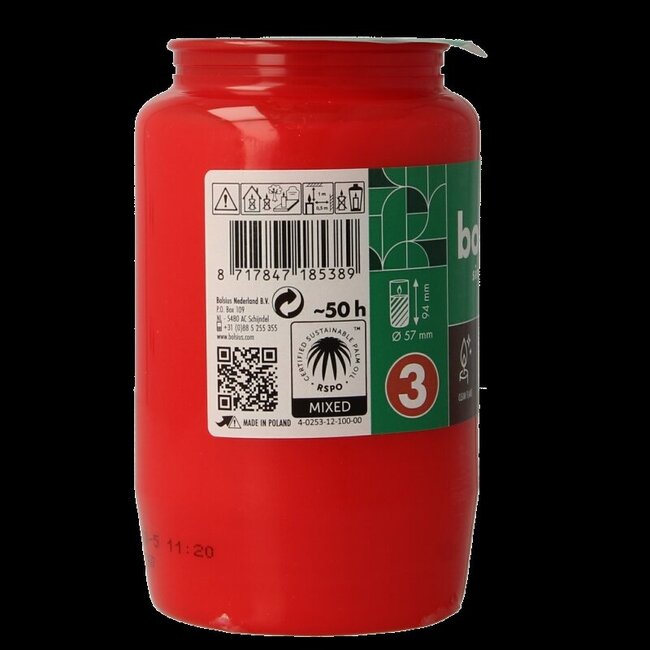 Bougie de commémoration Bolsius n° 3 rouge 1 pièce