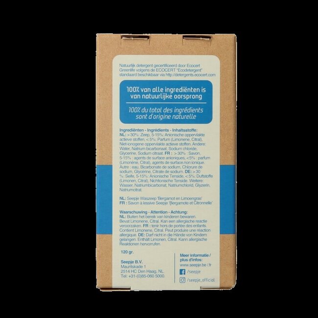 Seepje Waszeep & vlekverwijderaar bergamot & limoengras 120 Gram