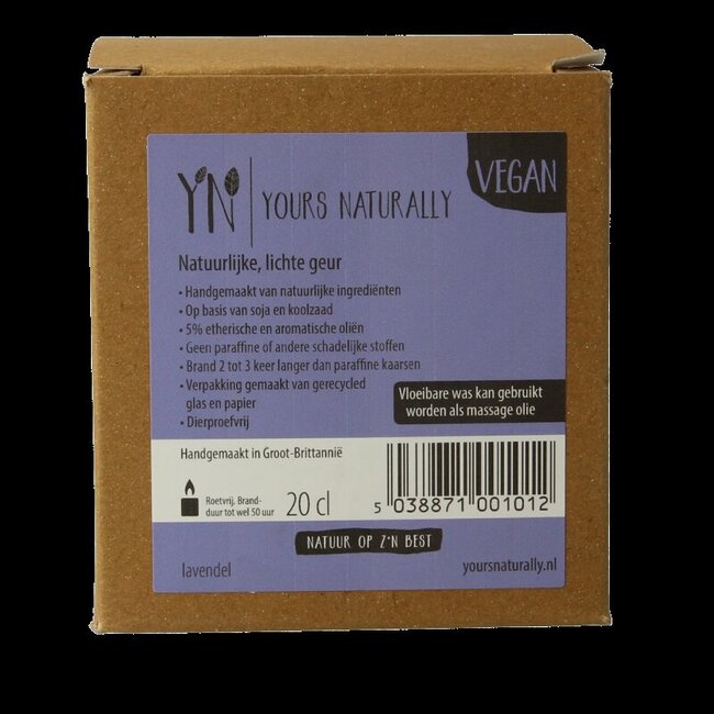 Yours Naturally Bougie parfumée en verre lavande 20cl 1 pièce