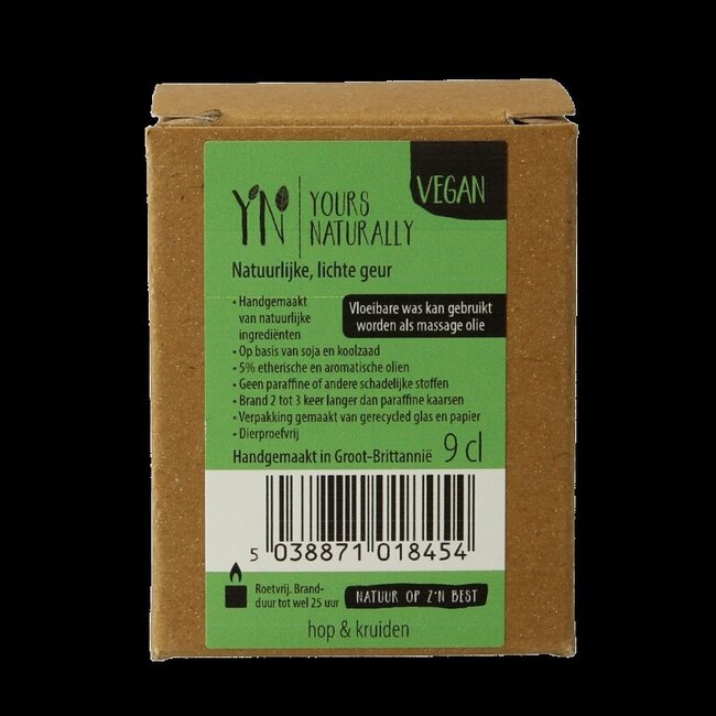 Bougie parfumée votive Yours Naturally houblon & herbes 9 cl 1 pièce