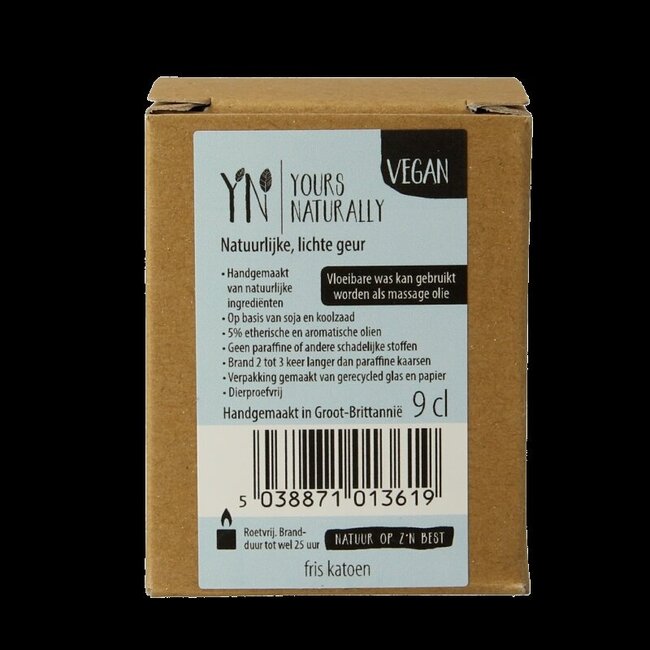 Yours Naturally Votive geurkaars fris katoen 9cl 1 Stuks