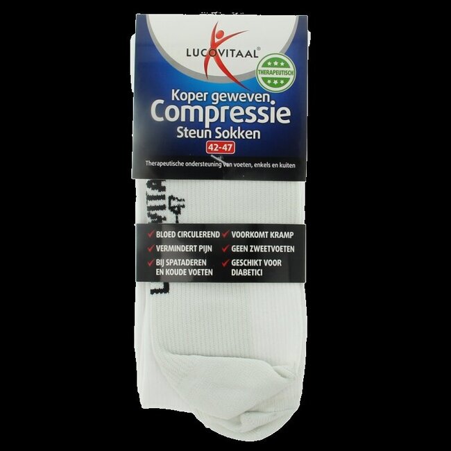 Koper compressie steunsok maat 42-47 wit 1 Paar