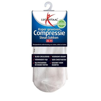 Lucovitaal Koper compressie steunsok maat 36-41 wit 1 Paar
