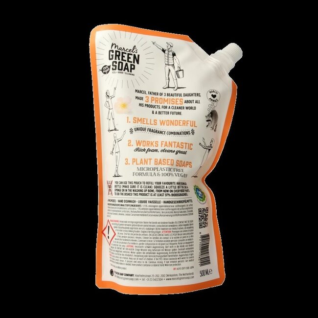 Marcel's Green Soap Liquide vaisselle orange & jasmin recharge 500 ml