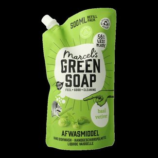Marcel's Green Soap Afwasmiddel basilicum & vertivert gras navulling 500 Milliliter