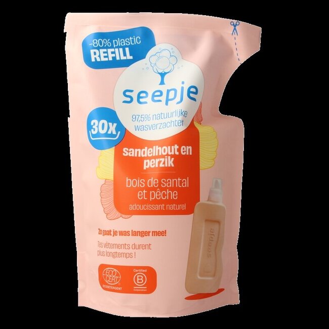 Wasverzachter sandelhout en perzik navulling 750 Milliliter