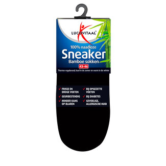 Lucovitaal Bamboe sneakersok zwart maat 43-46 1 Paar