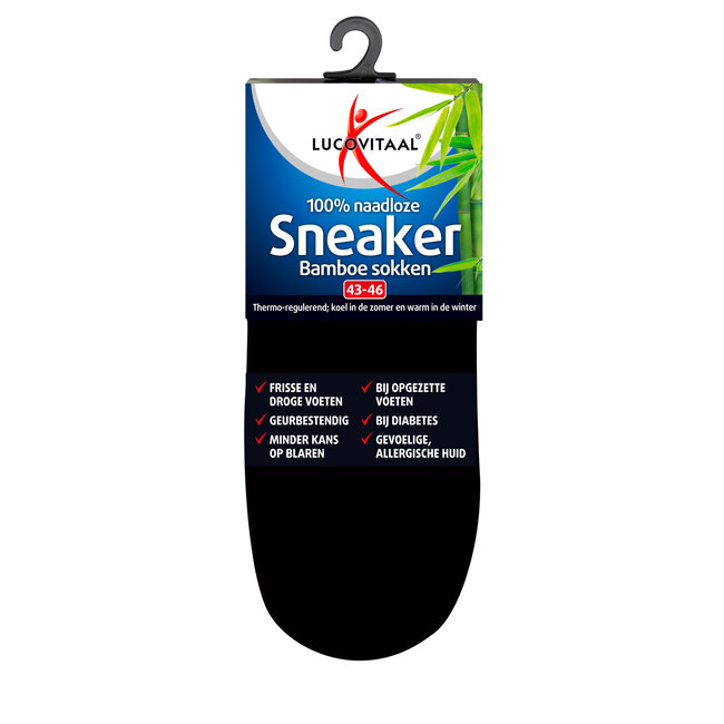 Bamboe sneakersok zwart maat 43-46 1 Paar