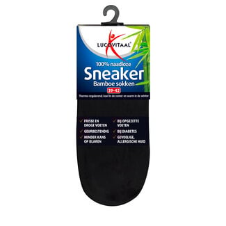 Lucovitaal Bamboe sneakersok zwart  maat 39-42 1 Paar