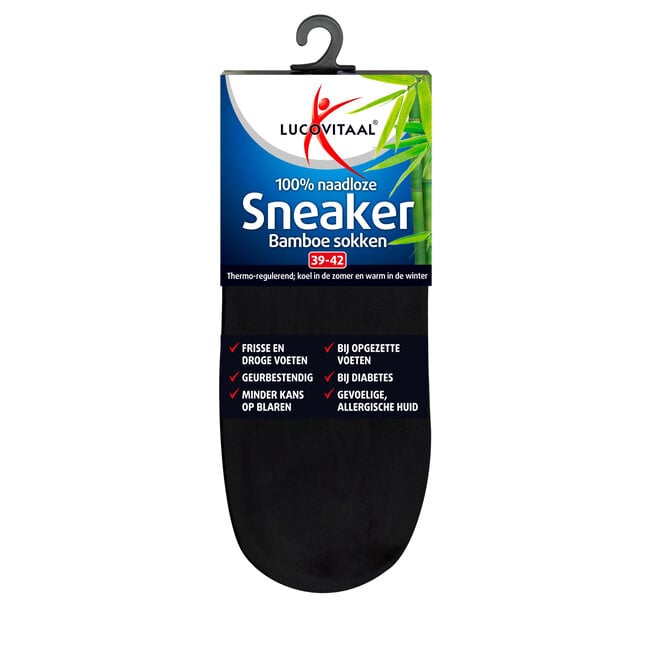 Bamboe sneakersok zwart  maat 39-42 1 Paar