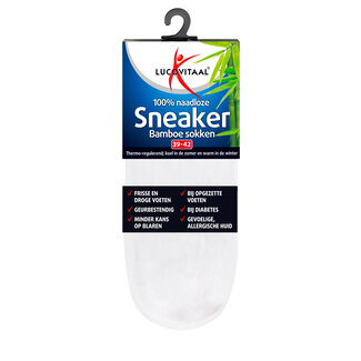 Lucovitaal Bamboe sneakersok wit maat 39-42 1 Paar