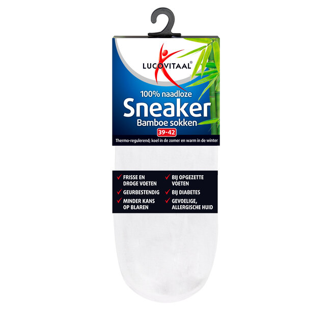 Bamboe sneakersok wit maat 39-42 1 Paar