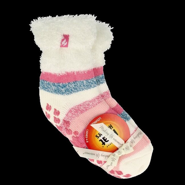Ladies lounge socks 4-8 37-42 cream stripe 1 Paar
