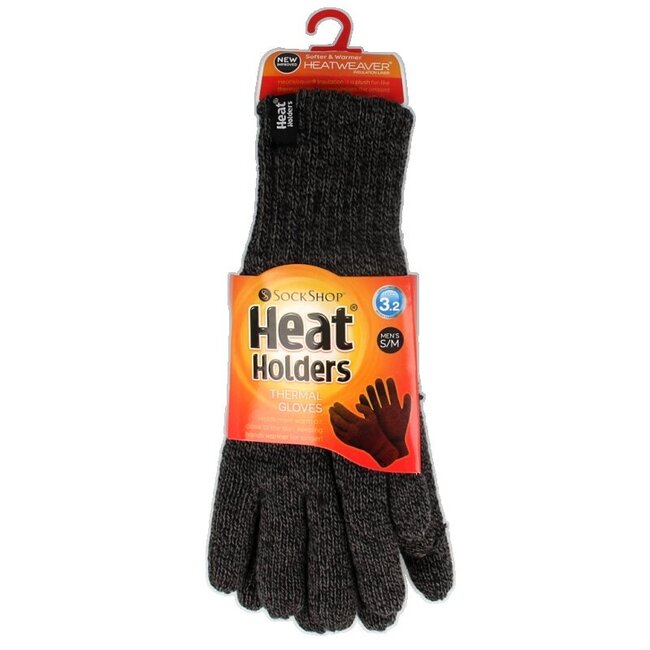 Flat knit gloves S/M charcoal 1 Paar