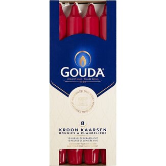 Gouda Bougies Couronne Gouda rouge rubis 240/24 - 8 pièces