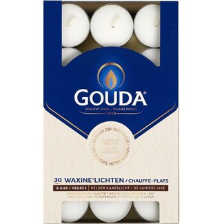 Gouda Bougies chauffe-plat Gouda 8 heures blanc 30 pièces