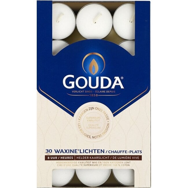 Waxinelicht 8 uur wit 30 Stuks
